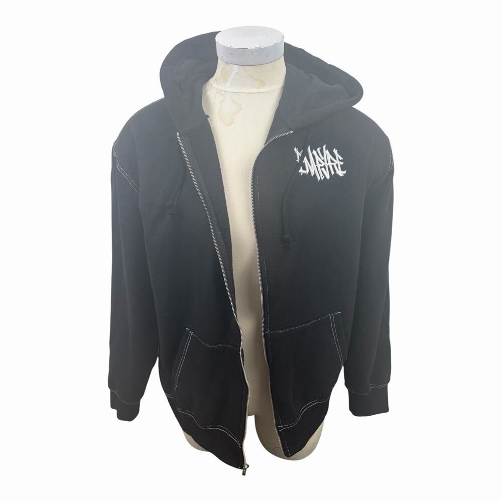 Empyre Mens XXL Black Zip Up Hoodie Embroidered Logo Contrast Stitching